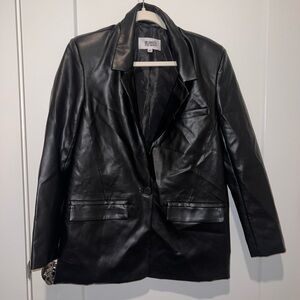 Steve Madden Black Leather Padded Shoulder Jacket